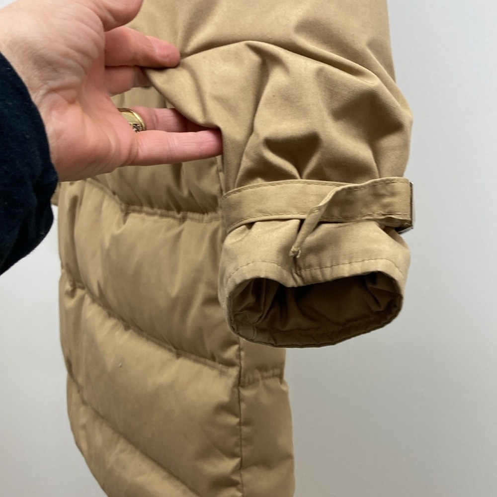 1st Down Y2K Puffer Down Coat Tan Long Middie Length Belted Khaki Trench EUC! - Picture 10 of 17